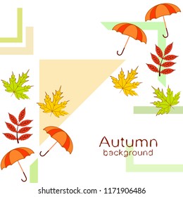 umbrella falling leaves autumnal vector background