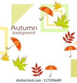 umbrella falling leaves autumnal vector background