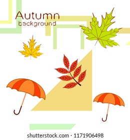 umbrella falling leaves autumnal vector background