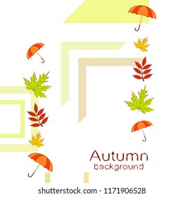 umbrella falling leaves autumnal vector background