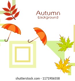 umbrella falling leaves autumnal vector background