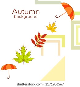 umbrella falling leaves autumnal vector background
