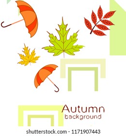umbrella falling leaves autumnal vector background