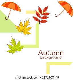 umbrella falling leaves autumnal vector background