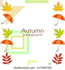 umbrella falling leaves autumnal vector background