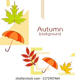 umbrella falling leaves autumnal vector background