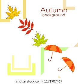 umbrella falling leaves autumnal vector background
