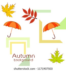 umbrella falling leaves autumnal vector background