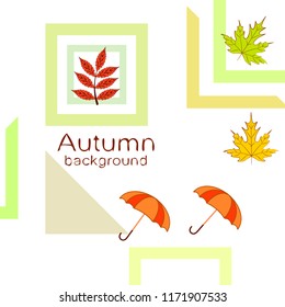 umbrella falling leaves autumnal vector background