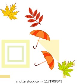 umbrella falling leaves autumnal vector background