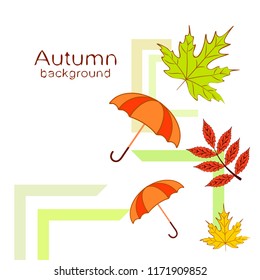 umbrella falling leaves autumnal vector background
