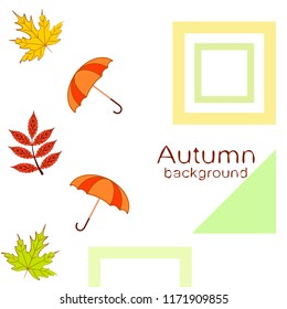 umbrella falling leaves autumnal vector background