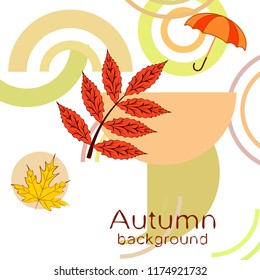 umbrella falling leaves autumnal vector background