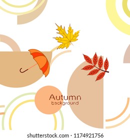umbrella falling leaves autumnal vector background