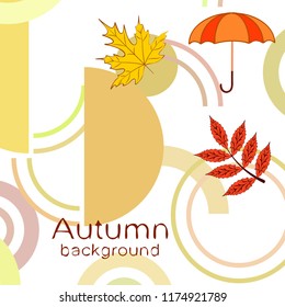 umbrella falling leaves autumnal vector background