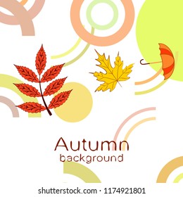 umbrella falling leaves autumnal vector background