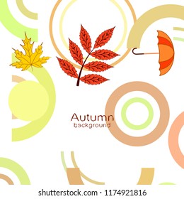 umbrella falling leaves autumnal vector background