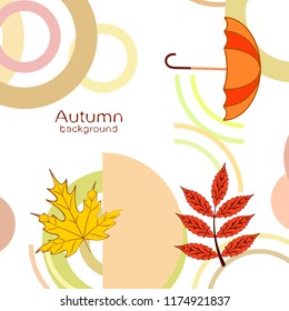 umbrella falling leaves autumnal vector background