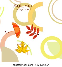 umbrella falling leaves autumnal vector background