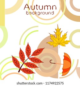 umbrella falling leaves autumnal vector background