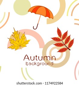 umbrella falling leaves autumnal vector background