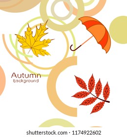 umbrella falling leaves autumnal vector background