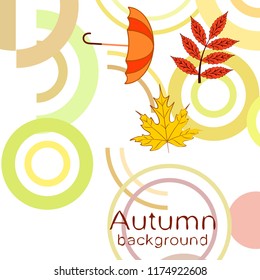 umbrella falling leaves autumnal vector background