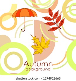 umbrella falling leaves autumnal vector background