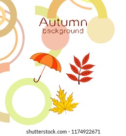 umbrella falling leaves autumnal vector background