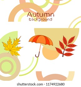 umbrella falling leaves autumnal vector background