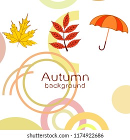umbrella falling leaves autumnal vector background