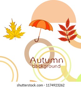umbrella falling leaves autumnal vector background