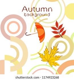 umbrella falling leaves autumnal vector background
