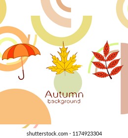 umbrella falling leaves autumnal vector background