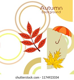 umbrella falling leaves autumnal vector background