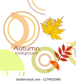 umbrella falling leaves autumnal vector background