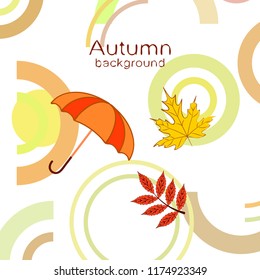 umbrella falling leaves autumnal vector background