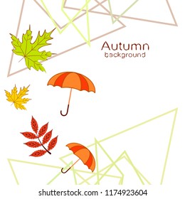umbrella falling leaves autumnal vector background