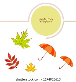 umbrella falling leaves autumnal vector background