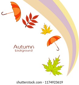 umbrella falling leaves autumnal vector background