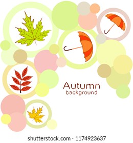 umbrella falling leaves autumnal vector background