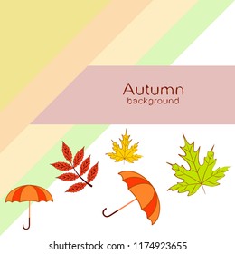 umbrella falling leaves autumnal vector background
