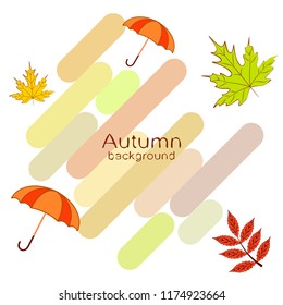 umbrella falling leaves autumnal vector background