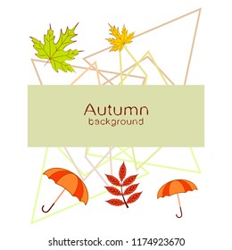 umbrella falling leaves autumnal vector background