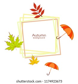 umbrella falling leaves autumnal vector background