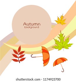 umbrella falling leaves autumnal vector background