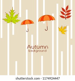 umbrella falling leaves autumnal vector background