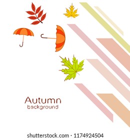 umbrella falling leaves autumnal vector background