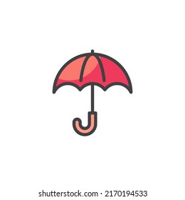Umbrella filled outline icon, line vector sign, linear colorful pictogram isolated on white. Symbol, logo illustration. Vector graphics
