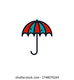Umbrella filled outline icons. Vector illustration. Editable stroke. Isolated icon suitable for web, infographics, interface and apps.